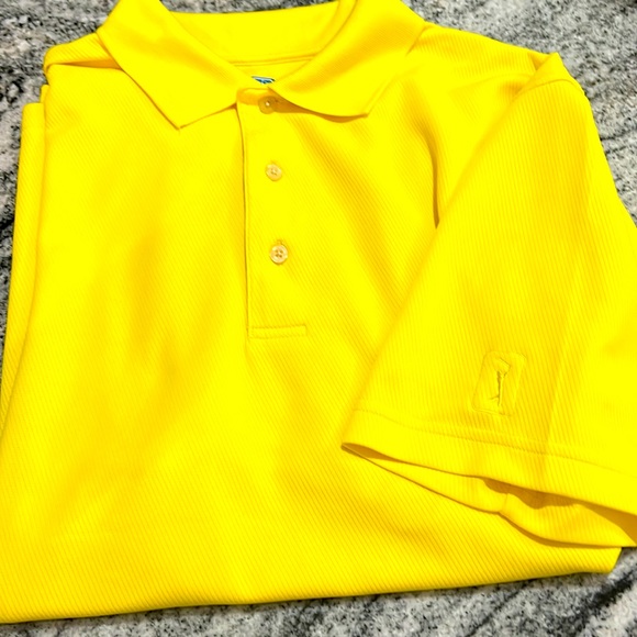Mens PGA Tour bright yellow golf shirt new no tags Sz L - Picture 1 of 4